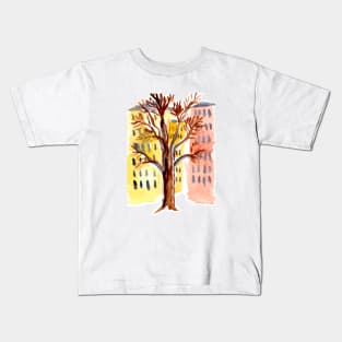 Urban Sketch Apartment Building Watercolor Kids T-Shirt